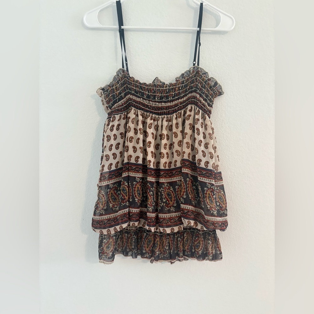 Boho Paisley Tiered Smocked Camisole Blouse - Picture 3 of 8